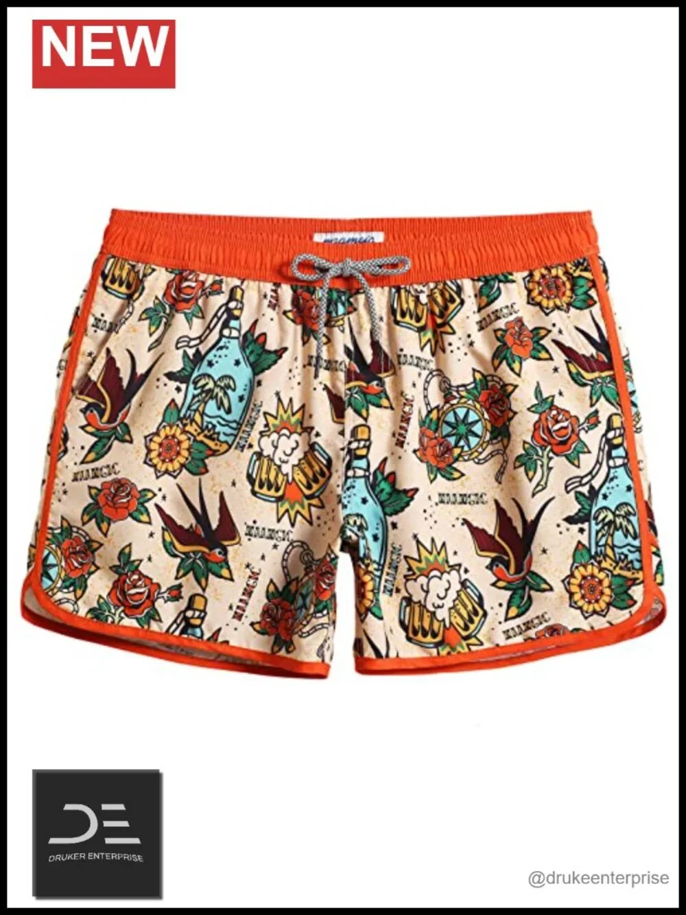 Vintage 80s 90s Mens Swim Trunks with Mesh Lining Quick Dry Board Shorts
